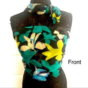 Vintage Botanical infinity scarf styled as a top